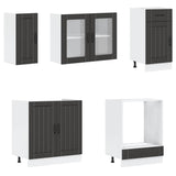 8 Piece Kitchen Cabinet Set Kalmar Black Engineered Wood 3314802