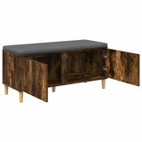 Hall Bench with Cushion with Door Smoked Oak 100 x 38 x 46 cm 891540