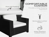 Single Seater Rattan Chair Sofa with 10 cm Thick Padded Cushion, All-Weather PE Wicker Weave Garden T3398P314708