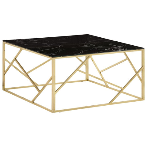 ZNTS Coffee Table Gold Stainless Steel and Tempered Glass 349956