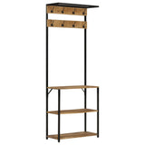 Coat Rack with Shoe Storage 68x30x182 cm Solid Rough Mango Wood 372737