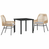 Garden Dining Set with Cushion 3 pcs Brown Poly Rattan 3380876