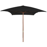 ZNTS Garden Parasol with Wooden Pole Black 200x300 cm 313760