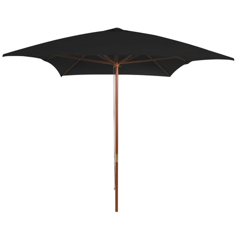 ZNTS Garden Parasol with Wooden Pole Black 200x300 cm 313760