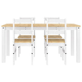 ZNTS 5 Piece Dining Set Panama White Solid Wood Pine 3345181