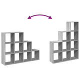Room Divider Bookcase 3-Tier Grey Sonoma 137.5x29x103.5 cm Engineered Wood 857981