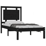 ZNTS Bed Frame Black Solid Wood 75x190 cm Small Single 3105499