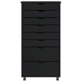 Rolling Cabinet with Drawers "MOSS" Black Solid Wood Pine 4015788