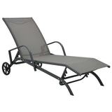 Sun Lounger Grey Powder-Coated Steel 200 x 58 x 32 cm 47845