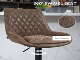 Set of Two Faux Leather Retro Bar Stools - Brown T3398P343509
