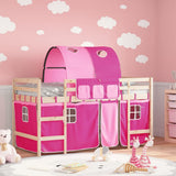 Kids' Loft Bed with Tunnel without Mattress Pink 90x190cm 3207002