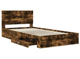 Bed Frame with Drawer Smoked Oak 100 x 200 cm Engineered Wood 3411345
