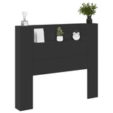 Storage Headboard with LED Black Engineered Wood 3418660
