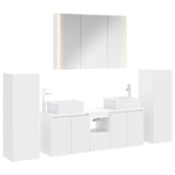 Bathroom Furniture Set 6 pcs White Engineered Wood and Glass 3407167