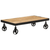 Coffee Table with Wheels Solid Mango Wood 100x55x26 cm 371683