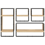 ZNTS 4 Piece Wall Shelf Set with Bars Sonoma Oak Engineered Wood 836309