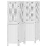 Room Divider 4 Panels White Solid Wood Paulownia 358721
