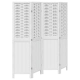 Room Divider 4 Panels White Solid Wood Paulownia 358721