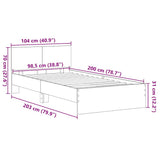 Bed Frame Black Oak 203 x 104 x 70 cm Engineered Wood 3376052