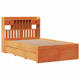 Bookcase Bed without Mattress Wax Brown 135x190 cm Double Solid Wood Pine 3308977