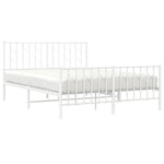 ZNTS Metal Bed Frame with Headboard and Footboard White 140x190 cm 374504