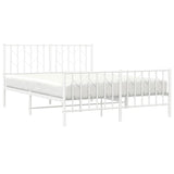 ZNTS Metal Bed Frame with Headboard and Footboard White 140x190 cm 374504