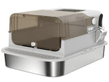 XXL Stainless Steel Cat Litter Tray, Enclosed Cat Litter Box with 90&deg Flip Cover, Double Doors, T3398P549952