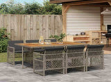 7 Piece Garden Dining Set with Cushions Grey Poly Rattan 3210734