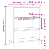 Bookcase High Gloss White 69.5x32.5x90 cm Engineered Wood 828342