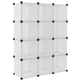Storage Cube Organiser with 12 Cubes and Doors Transparent PP 340555