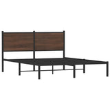 Metal Bed Frame without Mattress Brown Oak 137x190 cm 4007764