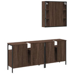 ZNTS 3 Piece Bathroom Cabinet Set Brown Oak Engineered Wood 3214729