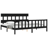 Bed Frame without Mattress Black 200x200 cm Solid Wood Pine 3193360