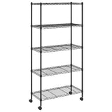 5-Tier Storage Shelf with Wheels 75x35x155 cm Black 250 kg 324630