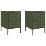 Bedside Cabinets 2 pcs Olive Green 36x39x50.5 cm Steel 842931