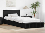 Bed Frame with Shelf Manual Black 90 x 200 cm Engineered Wood 3408411