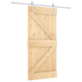 Sliding Door Natural and White 95 x 210 cm Solid Pine Wood 3444947