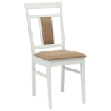 Dining Chair 2 pcs White and Brown Solid Rubber Wood 42020508