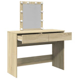 Dressing Table with LED Sonoma Oak 100x40x130 cm 848194