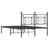 Metal Bed Frame without Mattress with Headboard Black 120x190cm 374336