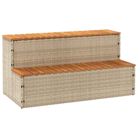 ZNTS Hot Tub Step Beige 100x50x50.5 cm Poly Rattan and Solid Acacia 4103946