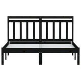 3100573 Bed Frame without Mattress Black Solid Wood 140x190 cm