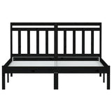 3100573 Bed Frame without Mattress Black Solid Wood 140x190 cm