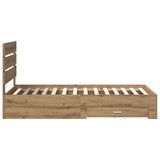Bed Frame with Drawer Artisan Oak 100 x 200 cm Engineered Wood 3412011