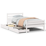 Bed Frame without Mattress White 100x200 cm Solid Wood Pine 3301607