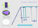 Metal Swing Set, with Seesaw, Adjustable Height, for Ages 3 Years, Purple T3398P348087