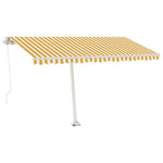 ZNTS Freestanding Manual Retractable Awning 400x350 cm Yellow/White 3069618