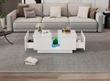 Led Coffee with 2 Drawer Storage, High Gloss Coffee for Living Room Unique Shape Centre N605P287896W