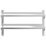 2-Tier Wall Shelf 100x23.5x60 cm Silver Stainless Steel 30311