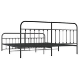 Bed Frame Black Powder-Coated Steel Double Bed Frame 352603